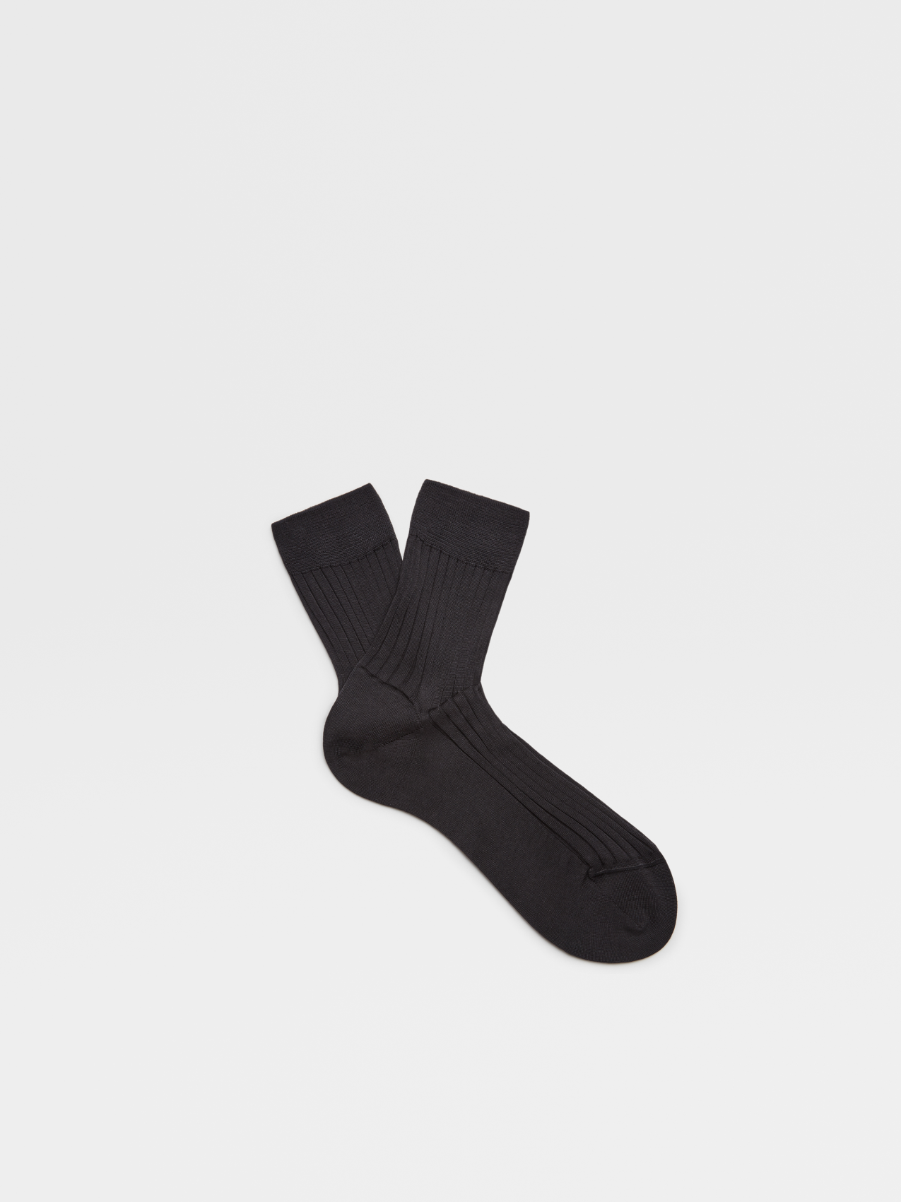 Dark Grey Cotton Ribbed Mid Calf Socks